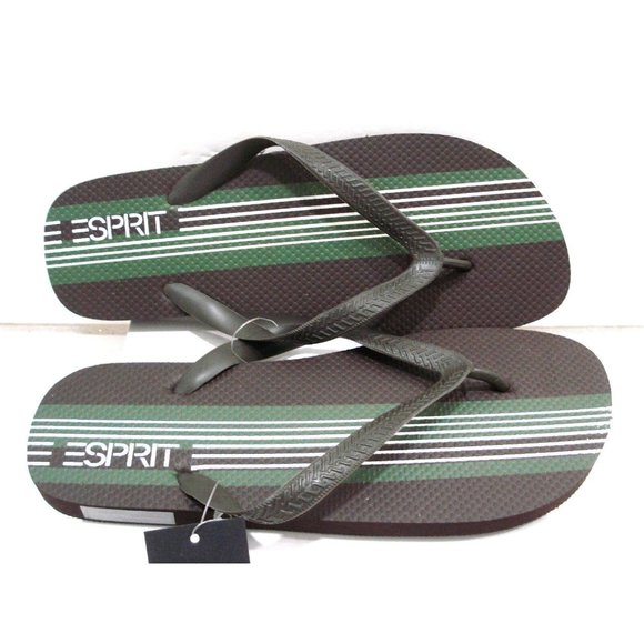 ESPRIT FINN-E Mens Flip Flop Sandals Dark Brown/Green Size 11 New - Picture 3 of 7